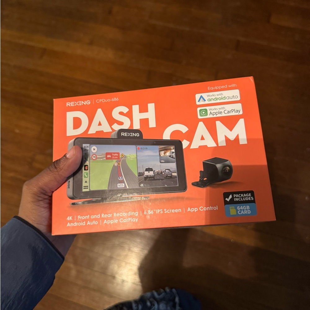 Dash Cam with 4K Front and Rear Recording - Black